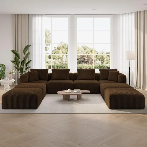 Miniatura 56 de Novilla 141" Sofá seccional modular, sofá seccional moderno en forma de nube con soporte Smarts Coil™, sofá sin huesos en forma de U para sala