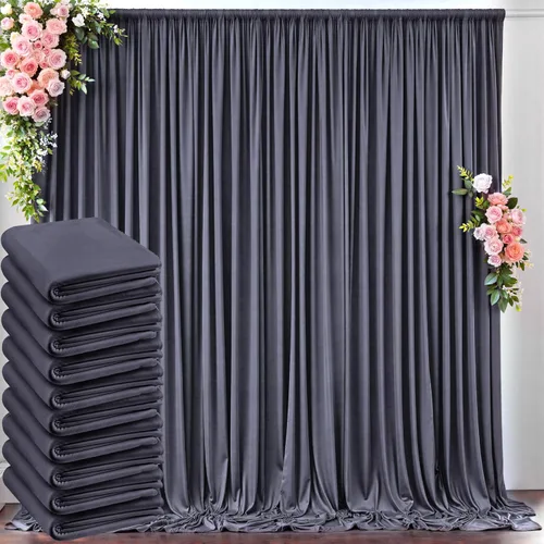Miniatura 41 de Cortinas de telón de fondo blanco de 30 pies x 8 pies para fiestas de boda, 6 paneles de 5 pies x 8 pies, cortinas de fotografía de poliéster sin