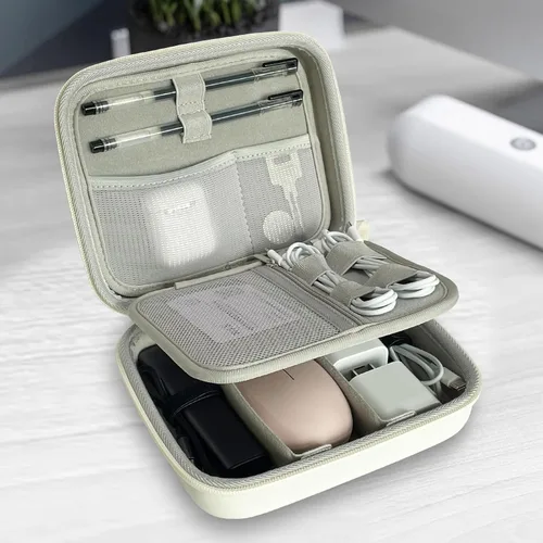 Miniatura 7 de Funda de viaje organizadora electrónica de cable duro, bolsa de tecnología de cable, funda rígida para cargador portátil, banco de energía, mouse