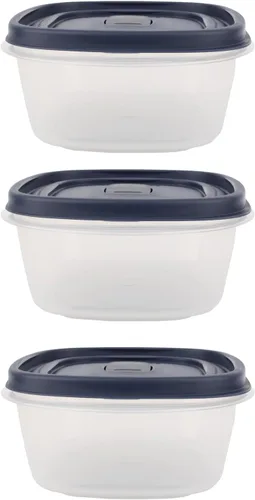Miniatura 13 de Paquete de contenedores de almacenamiento de alimentos de 1.25 tazas, juego de 9 piezas, tapas azules fáciles de encontrar, 4 recipientes, 4 tapas