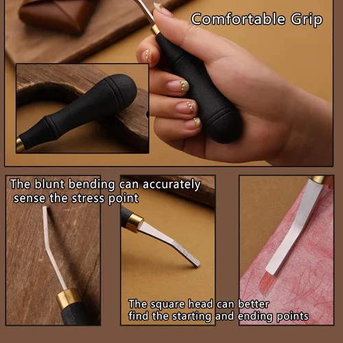 Miniatura 3 de DIUDUS Herramienta de desbaste de cuero, herramienta de desbaste de cuero, herramienta de detalle de borde de cuero herramienta de pulido
