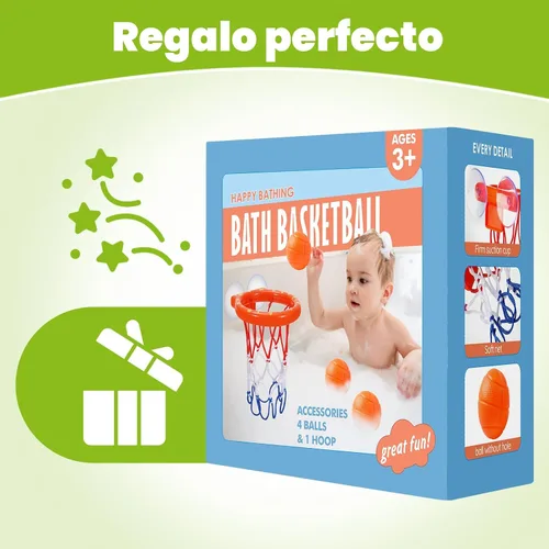 Miniatura 7 de KSABVAIA Juguetes de baño, aro de baloncesto para bañera para niños pequeños, juguetes de baño, juguetes de ducha para niños de 4 a 8 años, aro