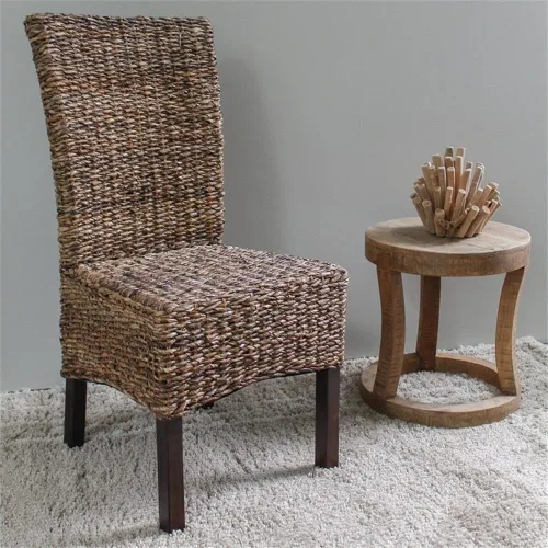 Miniatura 6 de BOWERY HILL Silla de comedor tejida a mano con hojas de abacá de 38 pulgadas de alto, mimbre y marco de madera, tamaño estándar perfecto