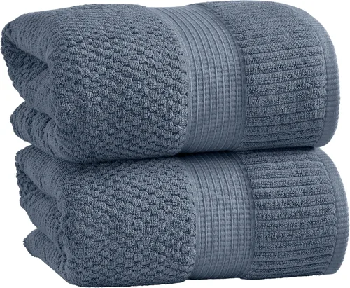 Miniatura 71 de NY Loft Juego de 4 toallas de baño 100% algodón, supersuaves y absorbentes, de secado rápido, 30 x 52 pulgadas, algodón texturizado y duradero