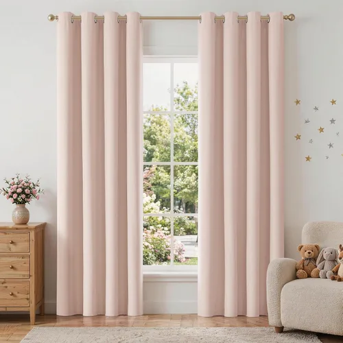 Miniatura 79 de ChrisDowa Cortinas 100% Opacas de Abedul Sólido de 45 Pulgadas de Largo, 2 Paneles para Dormitorio y Sala de Estar, Estilo Granja Oscurecedoras