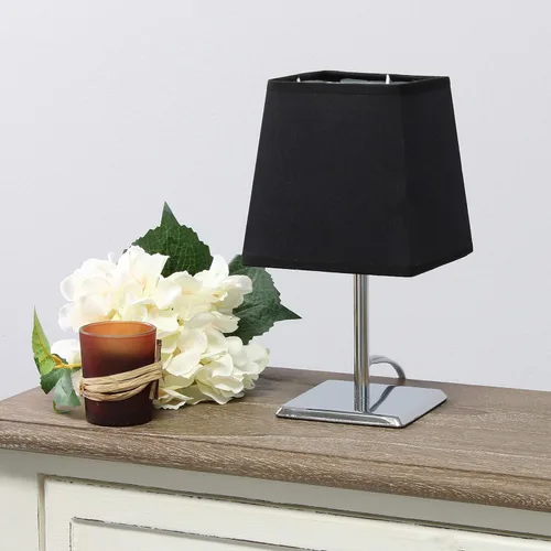 Miniatura 13 de Simple Designs LT2062-GRY - Mini lámpara de mesa de cromo cuadrado con pantalla de tela Empire, gris