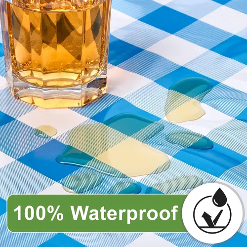 Miniatura 4 de Funda de mesa de picnic con fundas de banco, 500 GSM, reutilizable, de vinilo resistente, para exteriores, mantel de picnic impermeable con funda