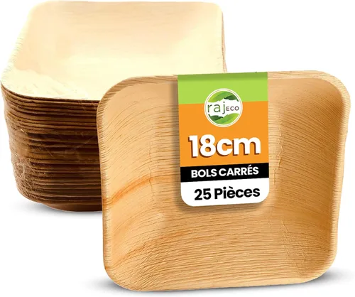 Miniatura 15 de Raj Unique Collection 7.5" Cuencos redondos de hoja de palma, mejores que cuencos de bambú y papel, desechables, compostables, biodegradables