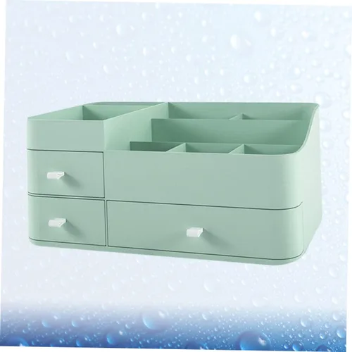 Miniatura 9 de Housoutil 1pc Household Makeup Organizer with Drawer Green Plastic Cosmetic Storage Box for Lipstick Skincare and Brushes Desktop Organizer for