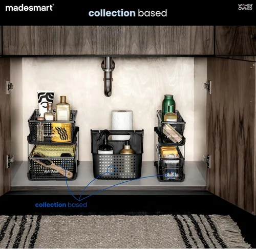 Miniatura 3 de madesmart Organizador de ducha portátil con mango suave, organizador de plástico para jabón, champú y artículos esenciales de baño, carbón Carbono