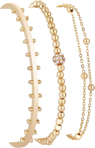 Kendall and Kylie - Juego de pulseras de cuentas de aleación chapada en oro para mujer talla única Metal otro tipo de ajuste