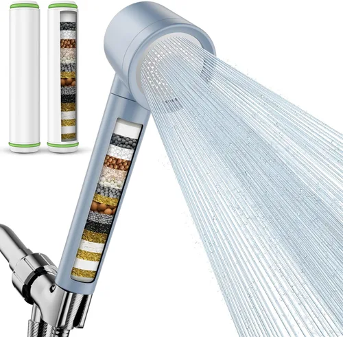 Miniatura 11 de Cabezal de ducha filtrado con mano, cabezal de ducha de alta presión con 4 modos de pulverización con filtros para suavizador de agua dura, filtro
