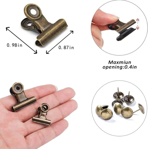 Miniatura 3 de Pinzas Bulldog con agujero para pasador, clips de archivo de papel con resorte fuerte, clips de metal pequeños, abrazaderas de sellado para bolsas