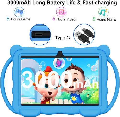 Miniatura 3 de Tableta para Niños de 7 Pulgadas Android 14.0 para Niños Pequeños, 4GB RAM 32GB ROM Bluetooth Pantalla IPS Google Play YouTube Control Parental