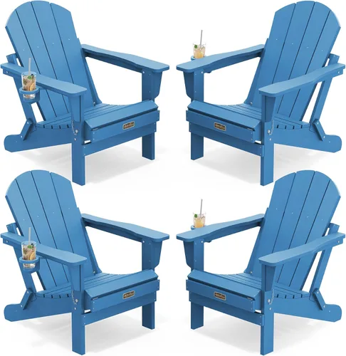 Miniatura 69 de SERWALL - Silla plegable Adirondack para patio, jardín, exterior, resistente a la intemperie, sillas para hoguera, color naranja