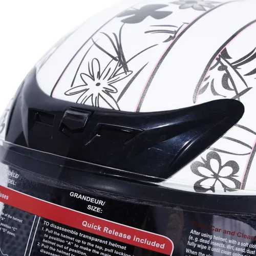 Miniatura 7 de SLMOTO Casco de seguridad aprobado por DOT, casco de motocicleta para adultos, doble visera, cara completa con protector solar Mariposa blanca/rosa