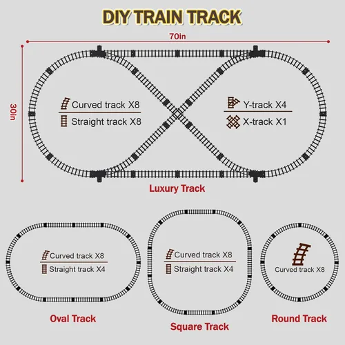 Miniatura 4 de Conjunto de tren para niños, locomotora con control remoto bajo el árbol de Navidad, tren eléctrico de juguete con vagones y vías largas, regalo