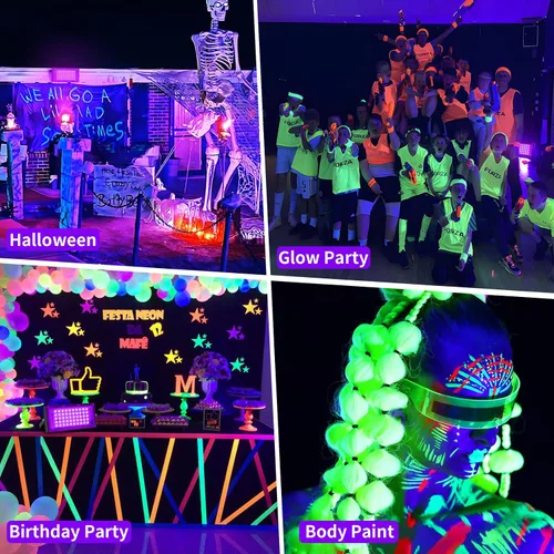 Miniatura 7 de Luces negras de 50 W con interruptor+enchufe, impermeable IP66, luz LED de inundación de luz negra para fiesta brillante, Halloween, dormitorio