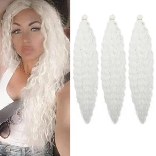 Miniatura 42 de Pelo de ganchillo Ocean Wave de 30 pulgadas, 3 paquetes de cabello trenzado de onda profunda, cabello rizado profundo con ganchillo para mujeres