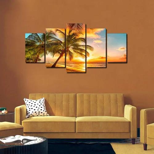 Miniatura 6 de Arte de pared de paisaje marino dorado, océano, playa, arte de pared acogedor, moderno, océano, puesta de sol, mar, playa, lienzo, pinturas sobre