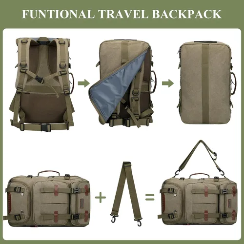 Miniatura 7 de WITZMAN Mochila de Viaje para Hombres 40L Grande Equipaje de Mano Aprobado por Aerolíneas Convertible 3 en 1 Bolsas para Laptop Caben 17 pulgadas