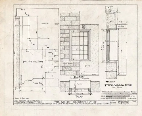 Historic Pictoric : Blueprint HABS NJ,2-TAPO.V,1- (Hoja 13 de 15) - William Holdrom House, Prospect & Rivervale Avenues, Old Tappan, Bergen County,