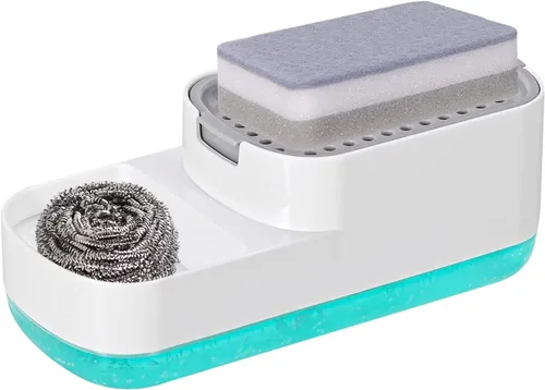 Miniatura 7 de Dispensador de jabón para platos de 10 onzas para fregadero de cocina con soporte de esponja, dispensador de jabón de cocina de calidad premium