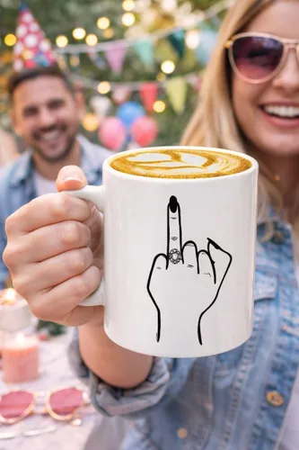 Miniatura 4 de Veracco Divertida taza de café de compromiso para la novia – Taza de novia con dedo en anillo – Regalo de despedida de soltera – Taza de despedida
