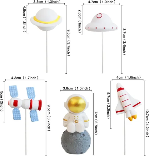 Miniatura 2 de Ercadio 1 pieza de decoración para tartas de niña espacial, luna, estrella, cohete, planeta, decoración de pasteles, espacio de feliz cumpleaños