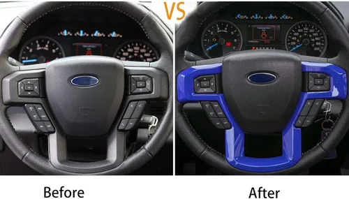 Miniatura 4 de Keptrim Funda para volante para F-150 ABS azul para Ford F150 2015-2020, para F250 F350 2017-2022, para Ford Expedition 2018-2021