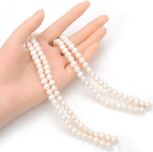 Miniatura 4 de Adabele 14 pulgadas real natural AA grado alto brillo patata redonda blanca cultivada de agua dulce perlas sueltas 0.276-0.315 in para fabricación