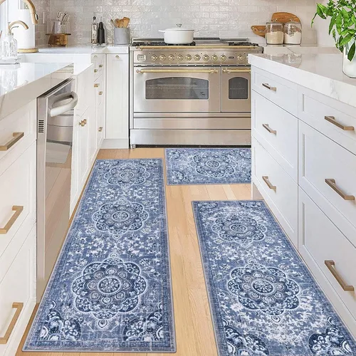 Miniatura 13 de Ileading Juego de 3 alfombras de cocina bohemias con corredor, alfombra de cocina, alfombras y tapetes antideslizantes lavables para cocina, suelo