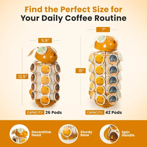 Miniatura 3 de Made Easy Kit Soporte para cápsulas de café en carrusel, compatible con cápsulas Keurig K-Pods K-Cups, organizador de almacenamiento en mostrador
