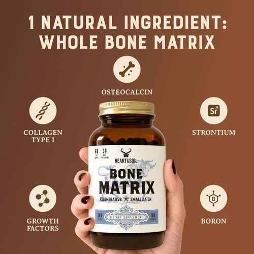 Miniatura 8 de HEART & SOIL Matriz ósea alimentada con pasto: apoya la salud, la fuerza y la flexibilidad de los huesos y las articulaciones (180 cápsulas) Apoya