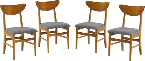 Miniatura 3 de Crosley Furniture Landon - Juego de 4 sillas de comedor de madera modernas de mediados de siglo con asiento tapizado, silla de cocina, bellota