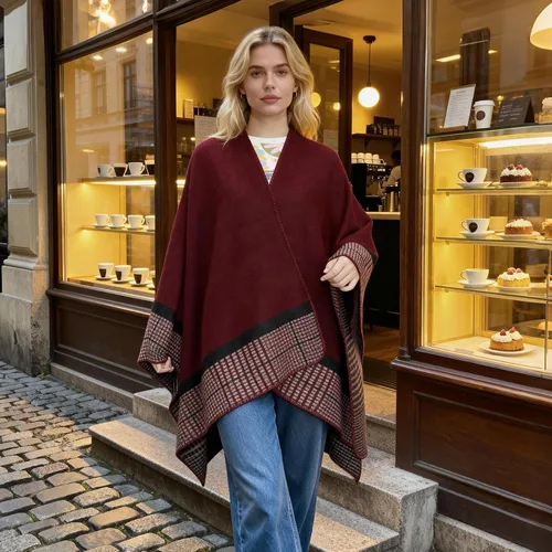 Miniatura 120 de Poncho chal para mujer, suéteres suaves y cálidos para mujer, parte delantera abierta, poncho de viaje para otoño, invierno y primavera