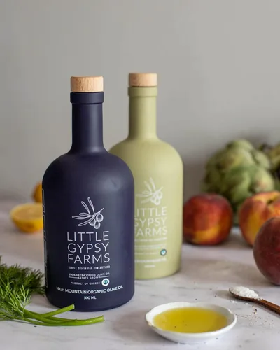Miniatura 5 de AOVE orgánico de alta montaña de Little Gypsy Farms Aceite de oliva virgen extra de una sola finca en Grecia Primero prensado en frío Alto