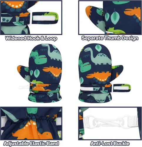 Miniatura 5 de QikQik Guantes de invierno impermeables para niños pequeños - Guantes de nieve para bebés