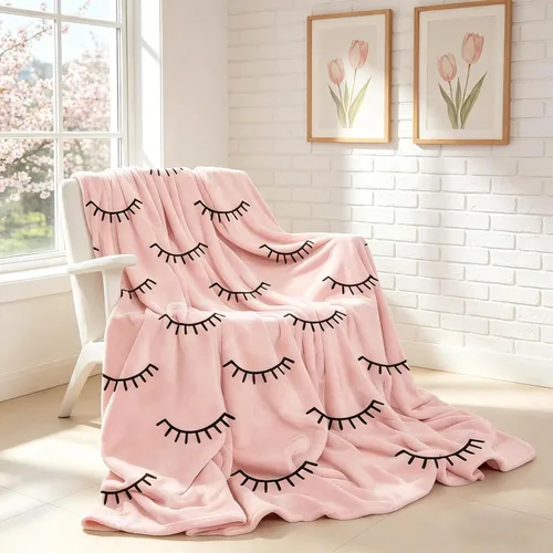Miniatura 11 de Manta de pestañas rosa para sofá y cama, manta de franela suave de 50 x 60 pulgadas, bonito patrón de pestañas estética, decoración de habitación