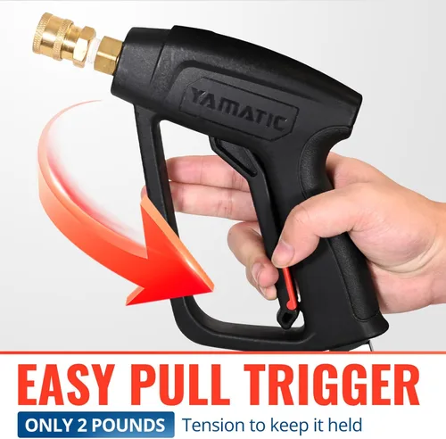 Miniatura 4 de YAMATIC Pistola corta para lavadora de alta presión con conector rápido giratorio de acero inoxidable de 3/8", mango para lavadora eléctrica