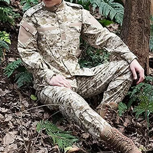 Miniatura 6 de Militar táctico para hombre caza combate BDU uniforme traje camisa y pantalones con cinturón MC