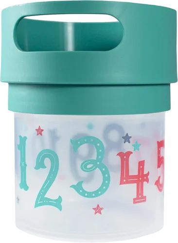 Munchie Mug Taza de aperitivos a prueba de derrames para niños pequeños, tapa de tela suave, contenedor de aperitivos antiderrames, fabricado en