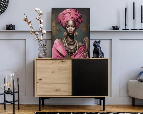 Miniatura 145 de Arte de pared afroamericano, decoración de rey y reina bailarín negro para sala de estar, arte de pareja de amor negro para dormitorio, lienzo