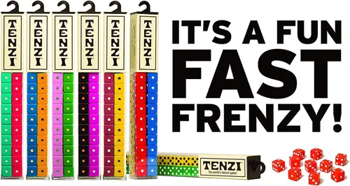 Miniatura 6 de Juego de dados de fiesta TENZI – Una diversión rápida y divertida para toda la familia – 4 juegos de 10 dados de colores con tubo de almacenamiento