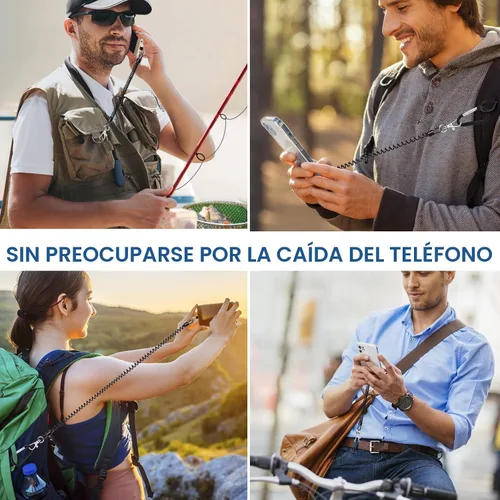 Miniatura 2 de Doormoon - Cordón para teléfono con parche, correas elásticas universales y anclaje para funda de teléfono para anti-caída al aire libre para esquí