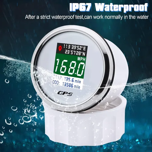 Miniatura 4 de ARTILAURA Velocímetro GPS digital de 52 mm 2-1/16" para barco, velocímetro GPS, medidor de velocidad, mph, km/h, nudos, pantalla TFT, antena, Blanco