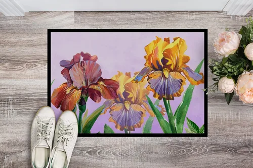 Miniatura 2 de Caroline's Treasures BB7445MAT - Felpudo con diseño de iris morado y amarillo, 18 x 27 pulgadas, para interiores y exteriores, para entrada
