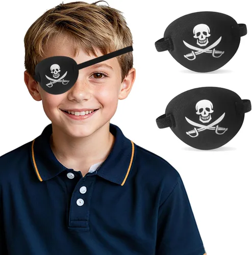 2 parches de ojo pirata 3D, parches médicos suaves, parches ajustables para ojos perezosos para ambliopía para ojos izquierdos o derechos (negro)