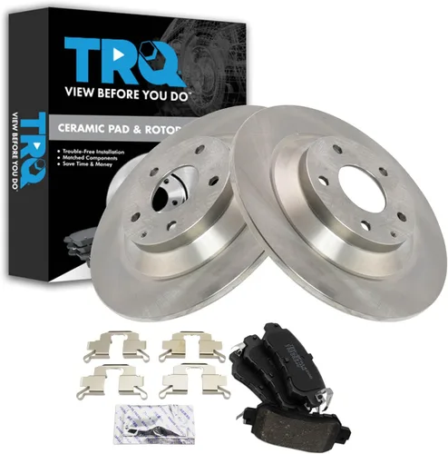 Miniatura 99 de TRQ Kit de rotor de freno trasero y pastillas de cerámica Posi premium compatible con camioneta Chevy GMC