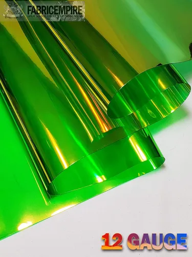 Miniatura 3 de Tela metálica de calibre 12 transparente con holograma de vinilo de plástico de 38 pulgadas de ancho vendido por The Yard (verde)